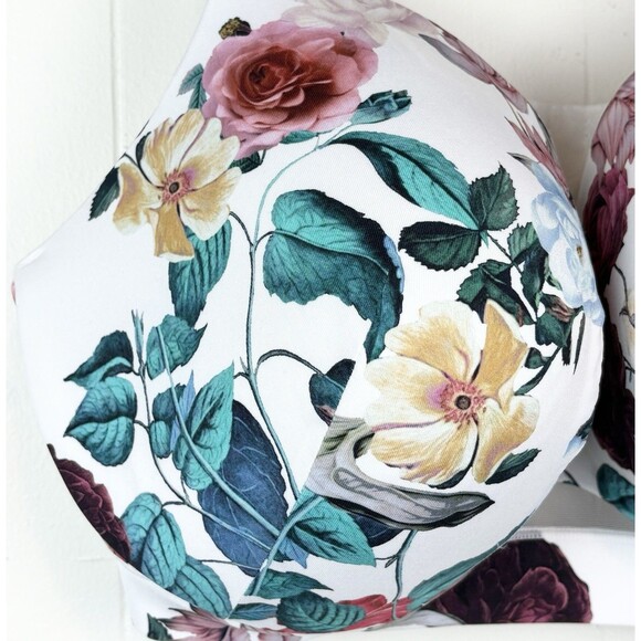 Cacique Full Coverage Underwire White Floral Flower Bra Adjustable, Plus 42DD - Picture 6 of 12